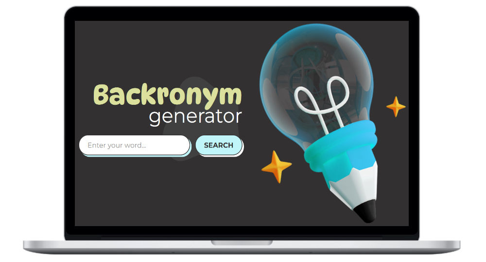 Backronym generator app mock up